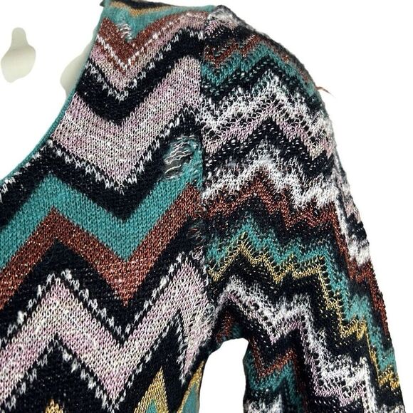 Missoni Vintage Y2K Metallic Teal Cheveron Zig Zag Patten Dress Size 0 - Picture 6 of 10